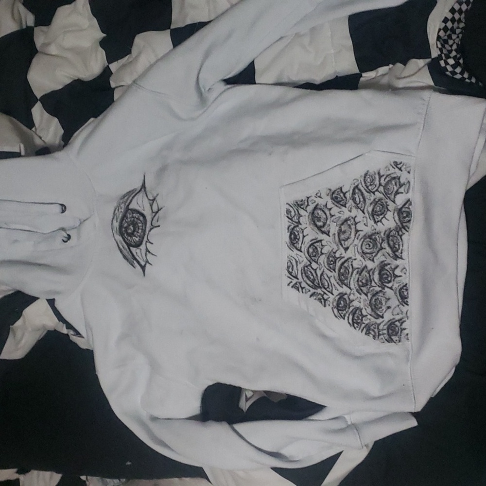 White Hand Painted Hoodie